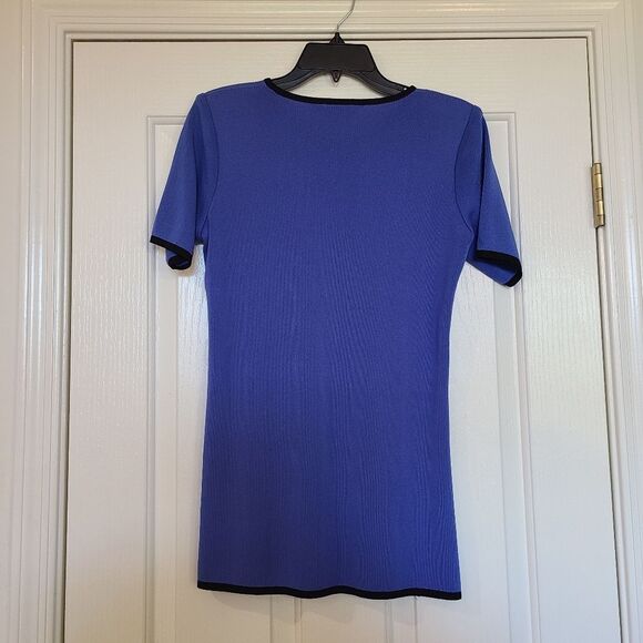 Misook Blue Short Sleeve Top Size XS - Picture 4 of 5